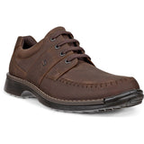 Brown leather shoe on a white background