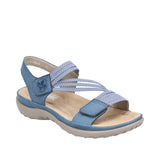 Blue sandal with strap design on a white background