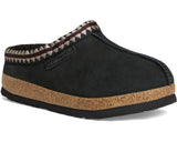 Black slipper with cork sole on a white background