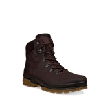 Brown boot with laces on a white background