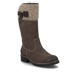 Brown boot with beige top on a white background