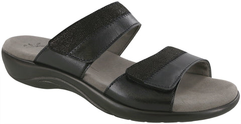 SAS Nudu Slide in Midnight Leather - Right 3/4 View