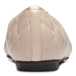 Vionic Desiree Quilted Flat in Nude Leather - Rear View