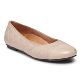 Vionic Desiree Quilted Flat in Nude Leather - Right 3/4 View
