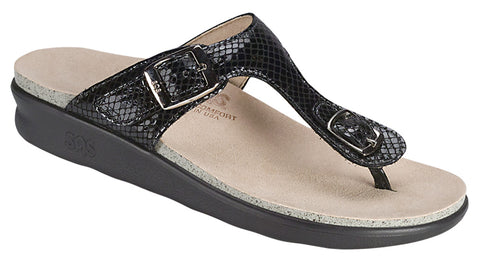 SAS Sanibel in Black Snake Leather - Right 3/4 View