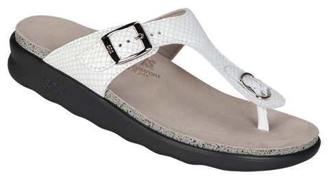 SAS Sanibel in White Snake Leather - Right 3/4 View