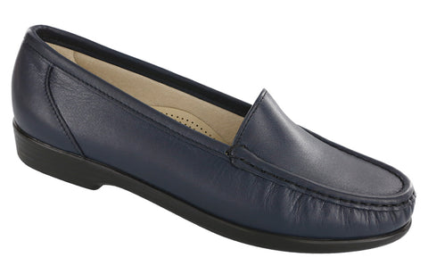 SAS Simplify in Navy Leather - Right 3/4 View