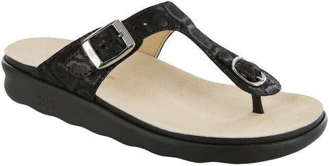 SAS Sanibel in Nero Snake Leather - Right 3/4 View